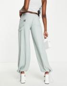 Fashionkilla Utility Cargo Pants In Sage-green