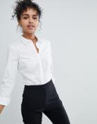 Asos Design Long Sleeve Shirt Body In Stretch Cotton - White