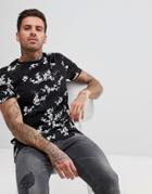Asos Design T-shirt With Floral Print - Black