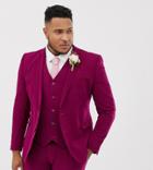 Asos Design Plus Wedding Super Skinny Suit Jacket In Plum - Purple