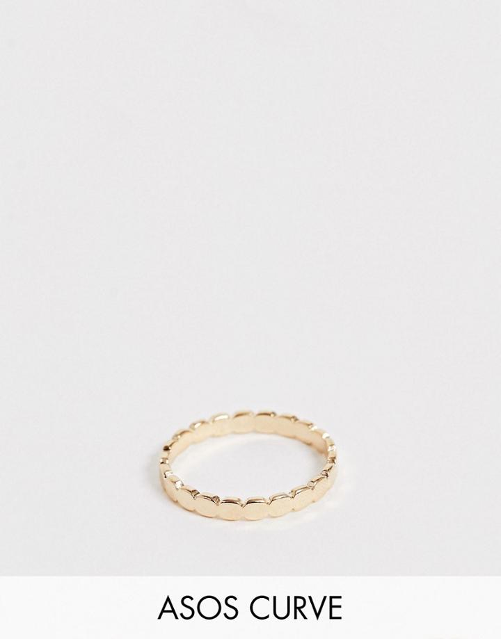 Asos Design Curve Pinky Ring In Disc Design In Gold Tone - Gold