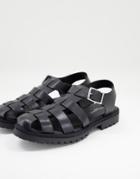 Silver Street Chunky Fisherman Shoes In Black Leather