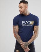 Ea7 Slim Fit Stretch Large Logo T-shirt In Navy - Navy