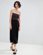 Warehouse Shirred Bandeau Midaxi Dress - Black