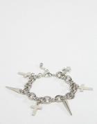 Asos Cross & Spike Chain Bracelet - Silver