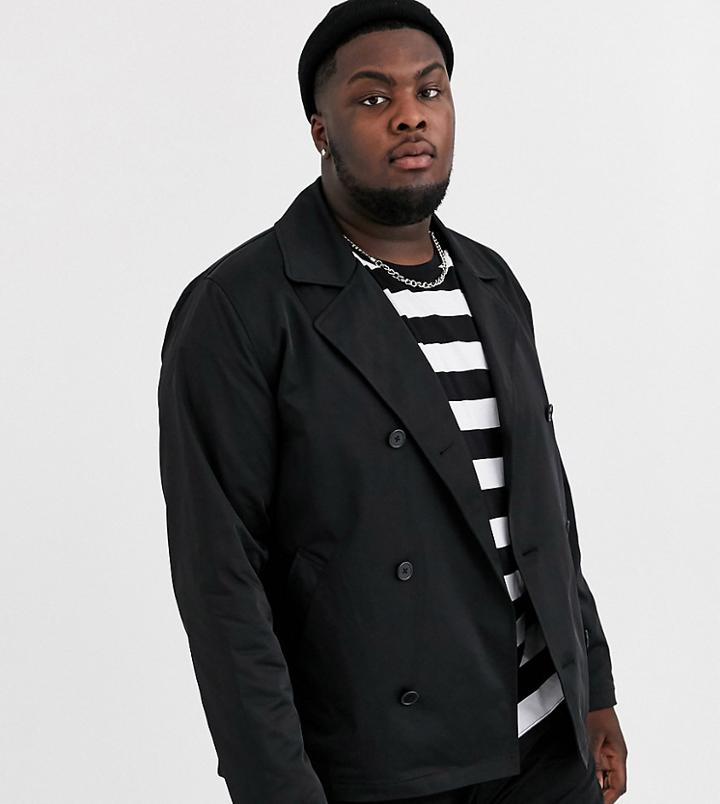 Asos Design Plus Double Breasted Pea Coat Trench