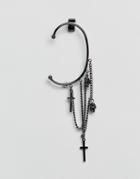 Asos Ear Cuff In Gunmetal With Charms - Black