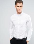 Asos Super Skinny Casual Oxford Shirt In White - White
