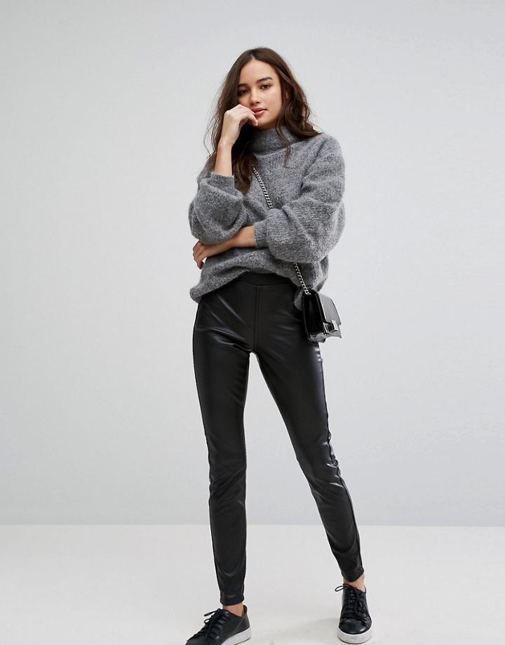 Only Leather Look Legging - Black