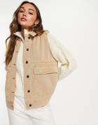 Topshop Lightweight Vest With Utility Pockets In Stone-neutral