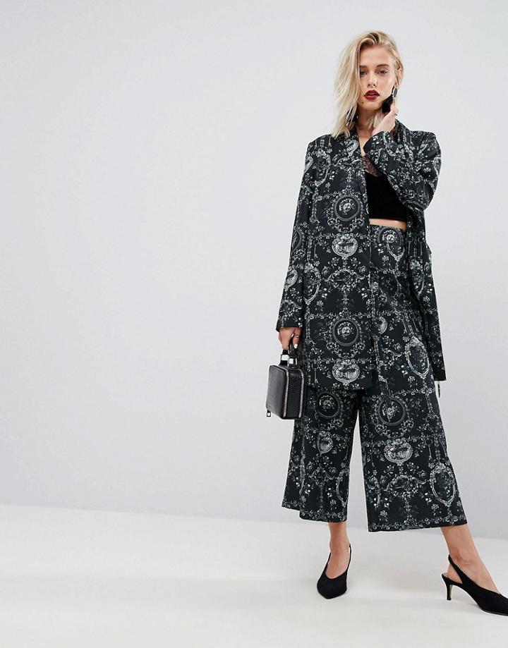 Asos Soft Tailored Culottes In Ornate Print-multi
