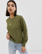 Asos Design Ultimate Sweatshirt In Khaki - Green