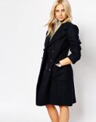 Oasis Double Breasted Peacoat - Navy
