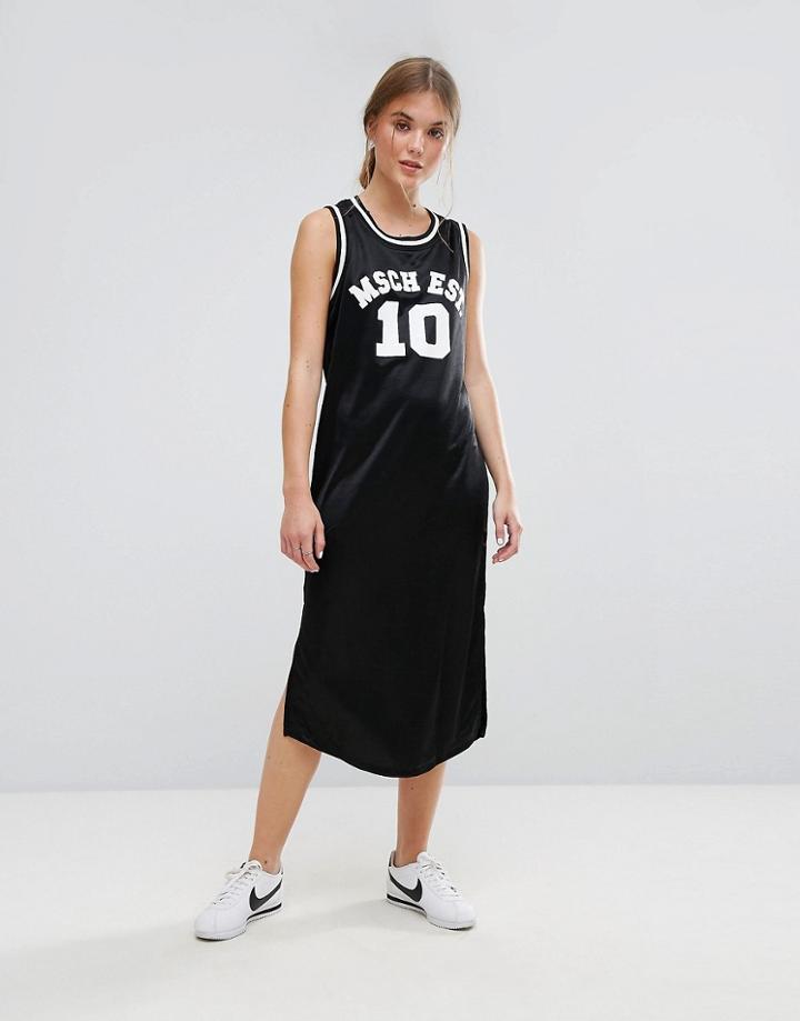 Moss Copenhagen Basketball Midi Dress With Varsity Logo - Black