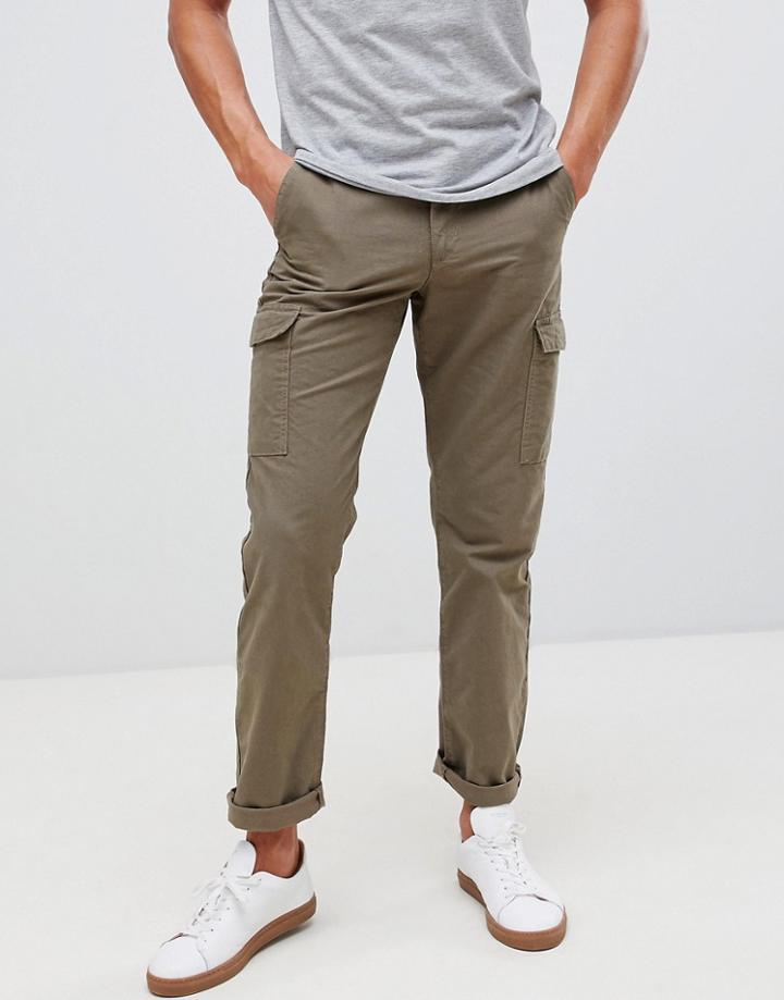 Farah Pine Cargo Pants In Green - Blue