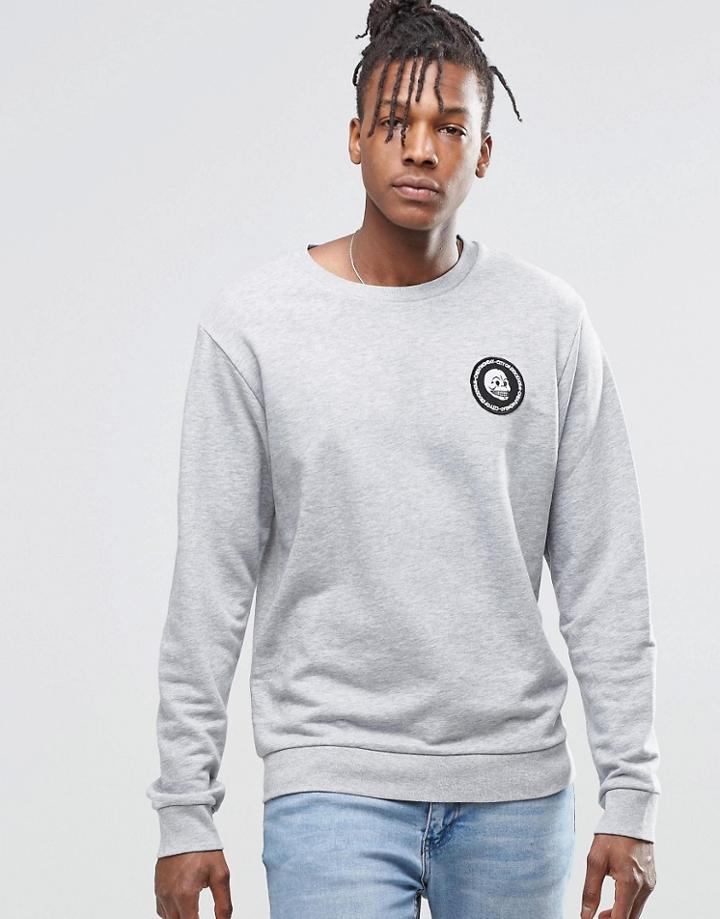 Cheap Monday Per Crew Sweatshirt Mini Skull Gray Melange - Gray Melange