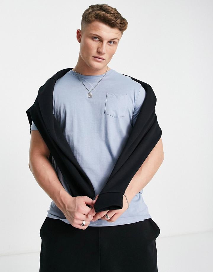 Brave Soul Pocket T-shirt In Steel Blue