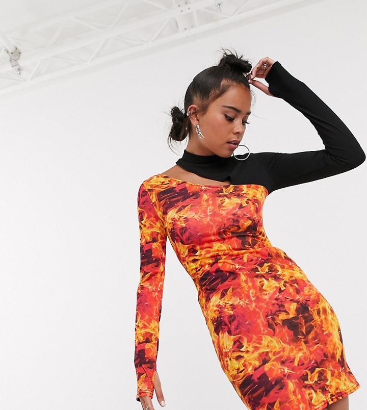 Collusion Spliced Flame Print Bodycon
