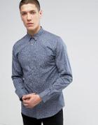 Jack & Jones Premium Slim Brush Print Shirt - Blue