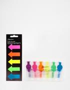 Paperchase Neon Arrow Page Markers & Highlighters Set - Multi