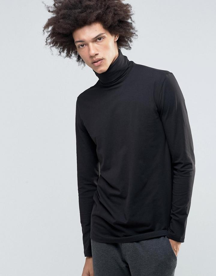Weekday Turtle Long Sleeve Top Roll Neck - Black