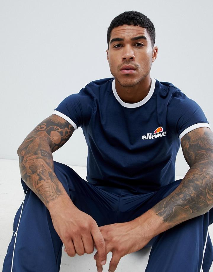Ellesse Agrigento Ringer T-shirt With Small Logo In Navy - Navy