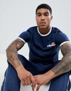 Ellesse Agrigento Ringer T-shirt With Small Logo In Navy - Navy