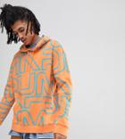 Puma Pullover Hoodie With All Over Print In Orange Exclusive To Asos - Orange