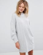 Pull & Bear Sweater Dress With Exposed Seam - Gray