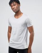 Asos T-shirt With Scoop Neck In Gray Marl - Gray