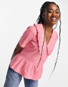 Influence Collared Cotton Blouse In Pink