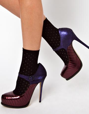 Asos Ankle Sock With Dot Open Knit