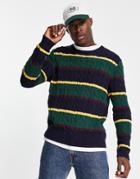 Polo Ralph Lauren Icon Logo Stripe Cotton Cable Knit Sweater In Multi