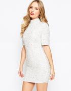 Asos Premium Pearl Scatter Mini Body-conscious Dress - White