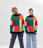 Collusion Unisex Oversized Sweater In Fluffy Color Block-multi