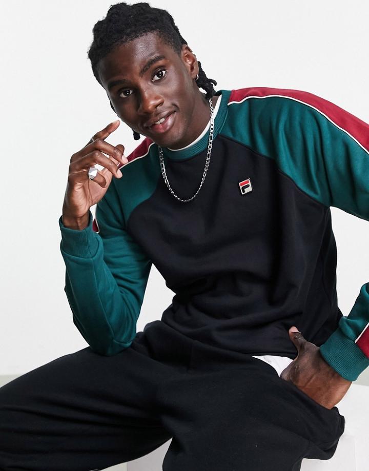 Fila Colour Blocked Sweatshirt In Black & Green