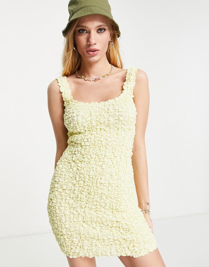 Emory Park Crinkle Mini Dress In Lemon Yellow