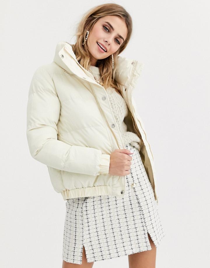 Brave Soul Slay Cropped Padded Coat-white