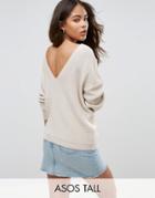 Asos Tall Sweater With Deep V Back - Cream