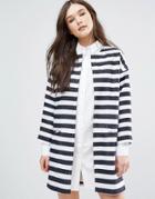 Helene Berman Cocoon Zip Front Coat - Navy