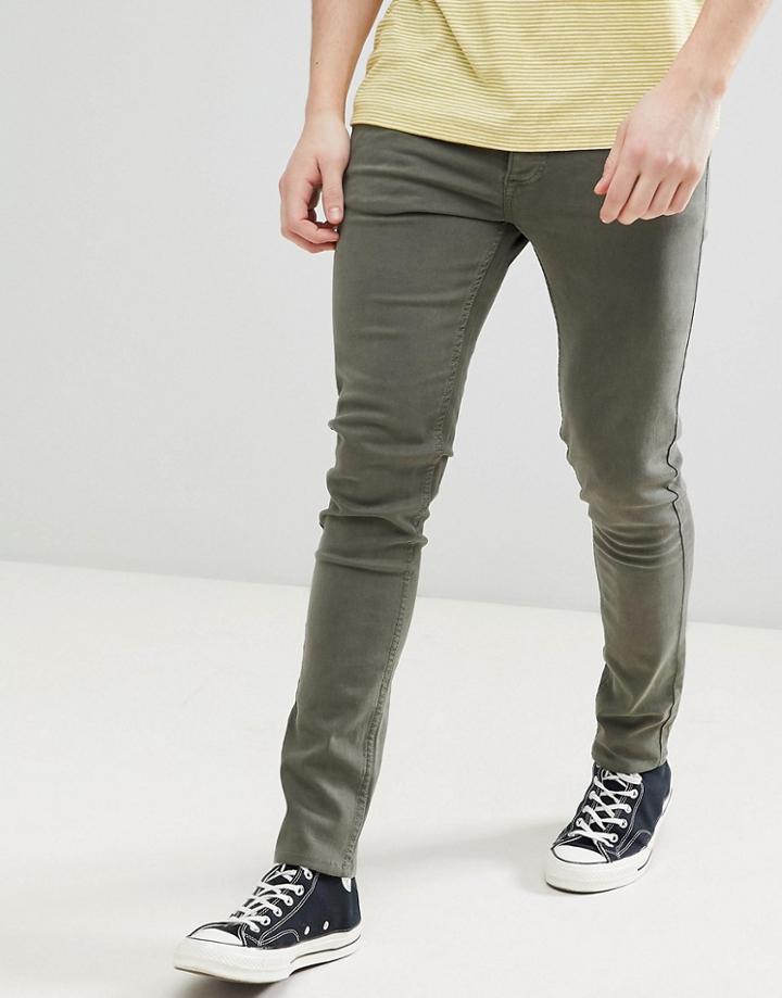 Saints Row Super Skinny Jeans In Khaki - Green