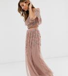 Maya All Over Embellished Maxi Skirt In Mauve - Purple