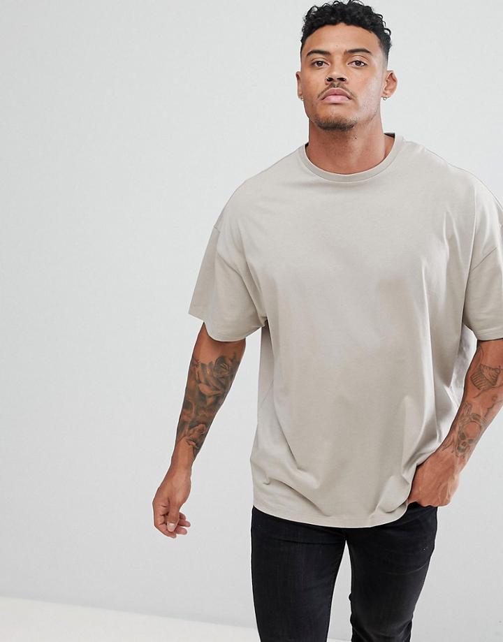 Asos Design Oversized T-shirt In Beige - Beige