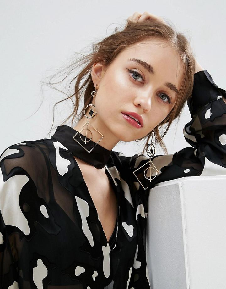 Asos Open Shapes Strand Earrings - Gold