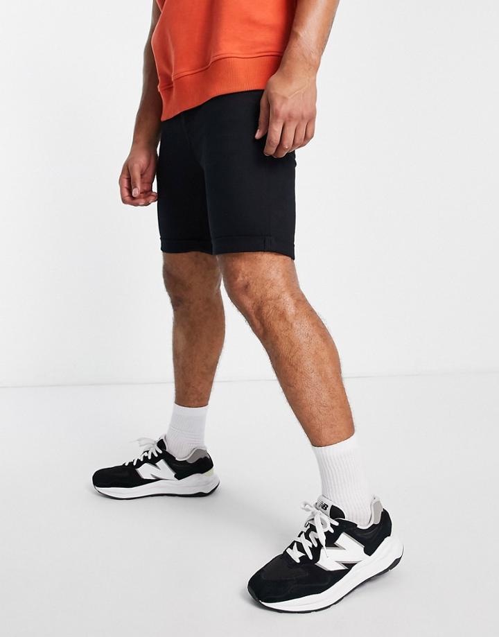 Topman Stretch Skinny Shorts In Black