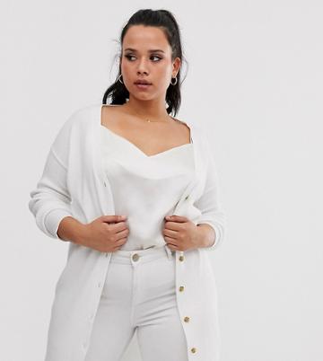 Micha Lounge Curve Longline Drape Cardigan - White