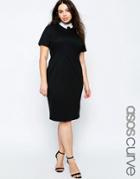Asos Curve Body-conscious Dress With Contrast Collar - Black