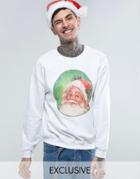 Reclaimed Vintage Oversized Holidays Sweatshirt With Santa Print - Whi