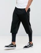 Asos Wide Leg Cropped Smart Pants In Black - Black