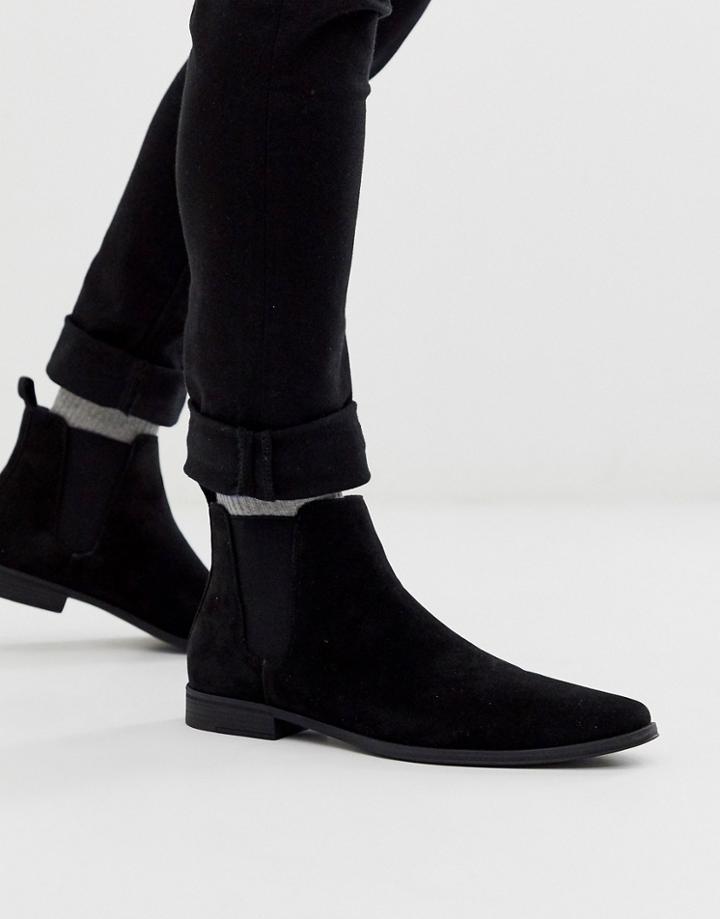 Asos Design Chelsea Boots In Black Faux Suede
